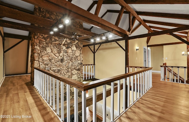 1416 Taylor Wood Rd, Simpsonville, KY 40067 - corridor with an upstairs landing and wood finished floors