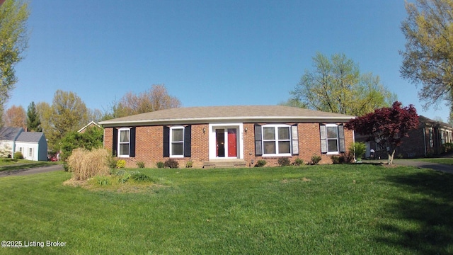 805 Kinross Pl, Douglass Hills, KY 40243 - single story home featuring brick siding, a front lawn, and entry steps