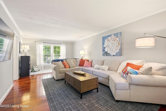 828 Dorsey Ln, Louisville, KY 40223 - living area featuring dark wood-type flooring and crown molding