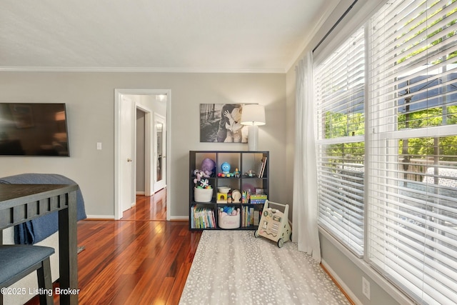 828 Dorsey Ln, Louisville, KY 40223 - bedroom featuring wood finished floors, multiple windows, ornamental molding, and baseboards
