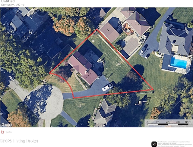 1311 Pollitt Ct, Louisville, KY 40223 - aerial overview of property's location with property boundaries highlighted