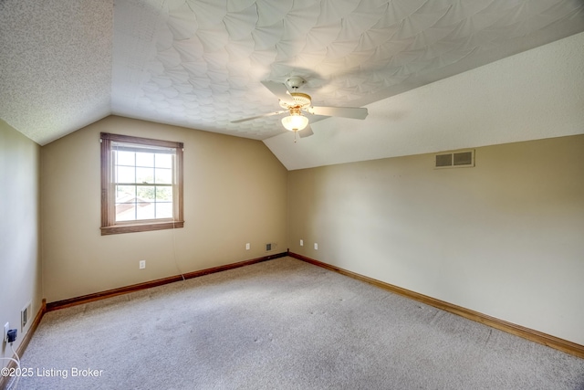 1124 Foxfire Rd, Bardstown, KY 40004 - additional living space with a ceiling fan, lofted ceiling, and carpet