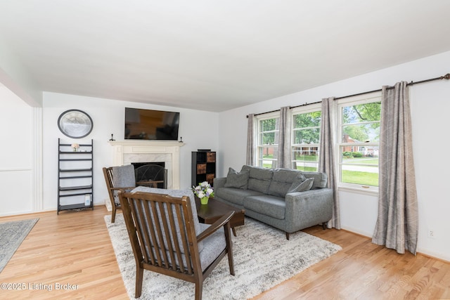 4908 Kay Ave, Louisville, KY 40299 - living area featuring light wood-type flooring, a fireplace, and baseboards