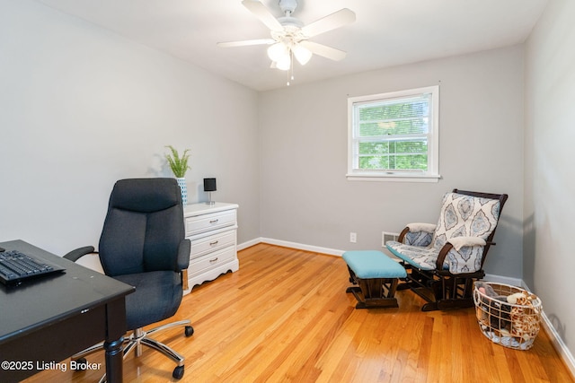 4908 Kay Ave, Louisville, KY 40299 - office featuring light wood-style floors, baseboards, and a ceiling fan