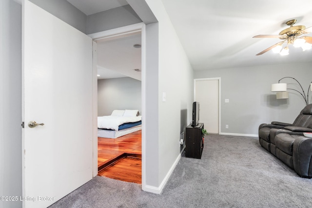 4908 Kay Ave, Louisville, KY 40299 - carpeted living room featuring a ceiling fan and baseboards