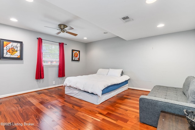 4908 Kay Ave, Louisville, KY 40299 - bedroom with wood finished floors, baseboards, recessed lighting, and ceiling fan