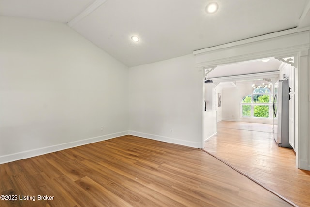 5115 Stony Brook Dr, Louisville, KY 40291 - unfurnished room featuring lofted ceiling, baseboards, light wood-style floors, and recessed lighting