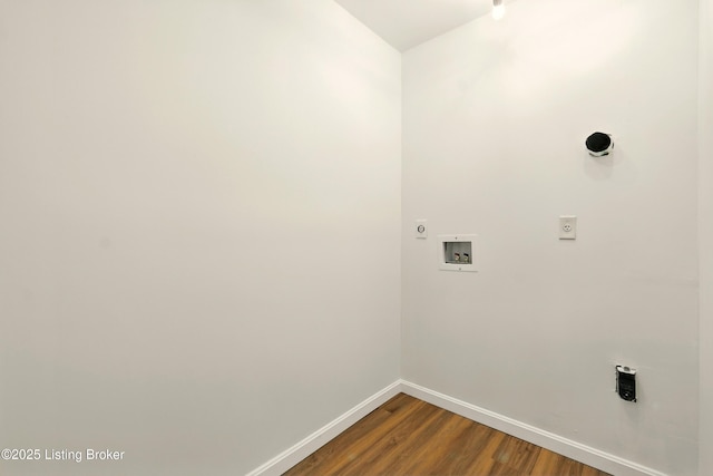 5115 Stony Brook Dr, Louisville, KY 40291 - laundry area featuring baseboards, washer hookup, dark wood finished floors, and electric dryer hookup