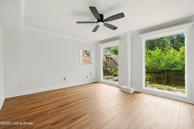 5115 Stony Brook Dr, Louisville, KY 40291 - unfurnished room with crown molding, baseboards, wood finished floors, and ceiling fan