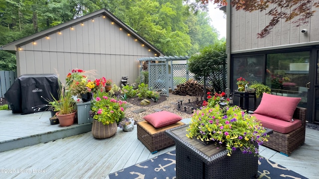 5531 Forest Lake Dr, Prospect, KY 40059 - wooden terrace with area for grilling