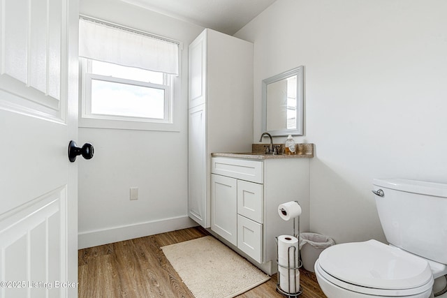 3412 Boyds Knob Rd, Munfordville, KY 42765 - bathroom featuring wood finished floors, toilet, vanity, and baseboards