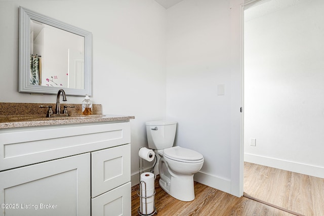 3412 Boyds Knob Rd, Munfordville, KY 42765 - bathroom featuring wood finished floors, toilet, vanity, and baseboards
