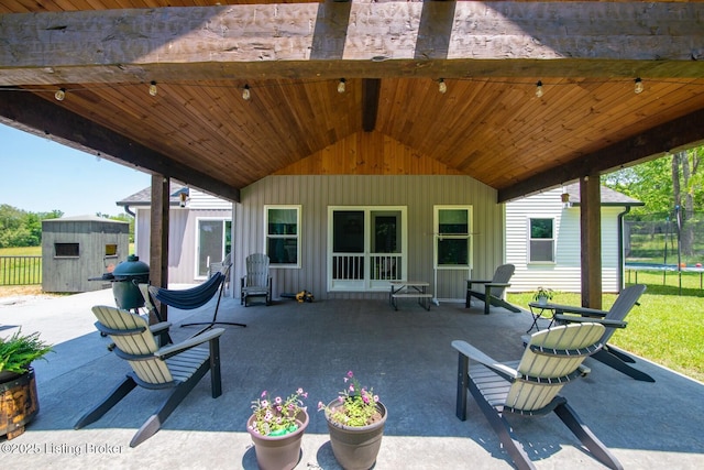 3412 Boyds Knob Rd, Munfordville, KY 42765 - view of patio / terrace with a trampoline and a grill