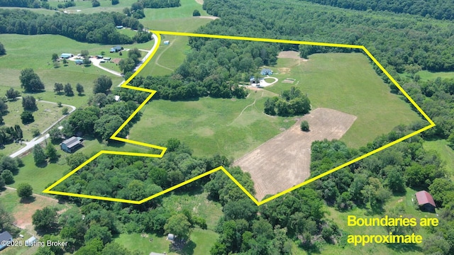 3412 Boyds Knob Rd, Munfordville, KY 42765 - view of rural area featuring property parcel outlined and a heavily wooded area