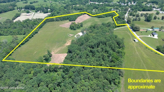 3412 Boyds Knob Rd, Munfordville, KY 42765 - aerial view of sparsely populated area featuring property boundaries highlighted