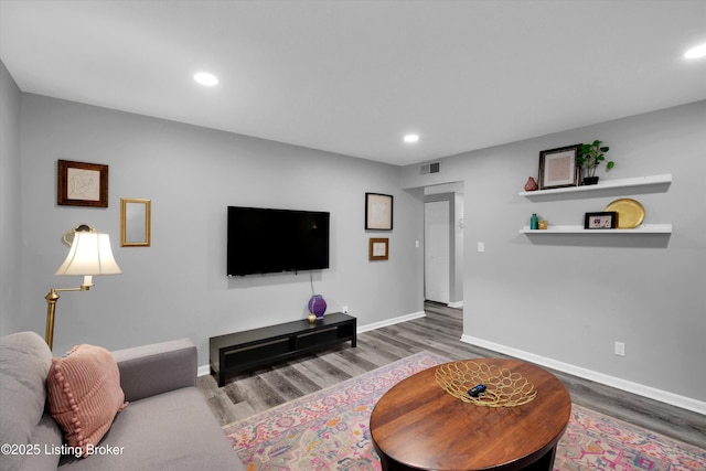 2300 Dundee Rd Unit 2, Louisville, KY 40205 - living room featuring wood finished floors, baseboards, and recessed lighting