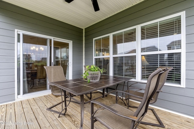 2824 Alder Wood Ln, La Grange, KY 40031 - wooden terrace with outdoor dining area and ceiling fan