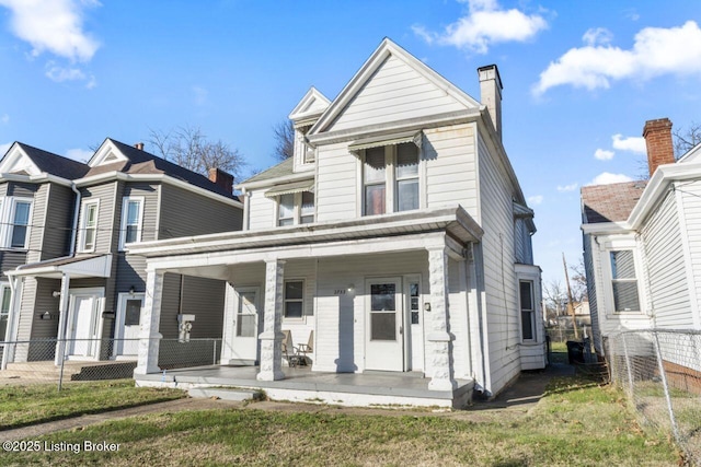 2733 Dumesnil St, Louisville, KY 40211 - view of front of home featuring covered porch and a chimney