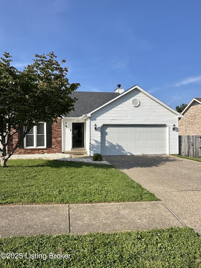 3907 Vantage Pl, Jeffersontown, KY 40299 - ranch-style home featuring driveway, a garage, a shingled roof, and brick siding