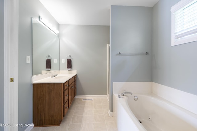 1400 Nightingale Ln, Goshen, KY 40026 - bathroom featuring vanity, a jetted tub, and tile patterned floors