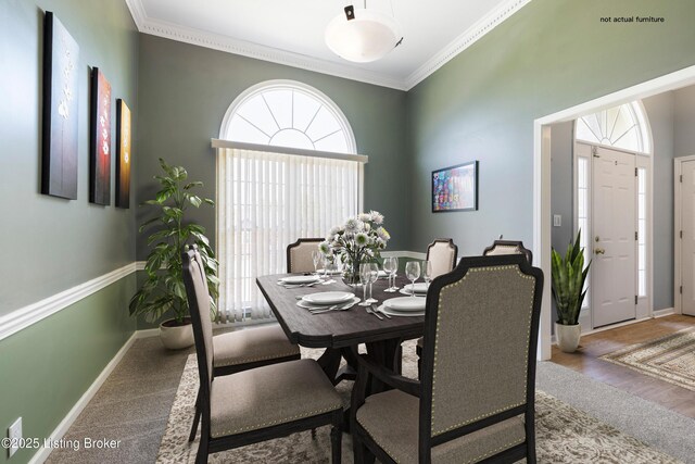 1400 Nightingale Ln, Goshen, KY 40026 - dining room featuring ornamental molding, baseboards, and wood finished floors