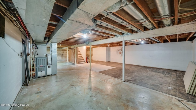 316 Short Rd, Louisville, KY 40207 - unfinished below grade area with stairway and heating unit