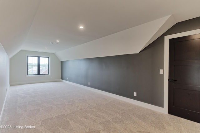 6609 Clore Lake Rd, Crestwood, KY 40014 - additional living space with lofted ceiling, light carpet, and recessed lighting