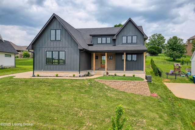 6609 Clore Lake Rd, Crestwood, KY 40014 - modern farmhouse style home featuring board and batten siding, a porch, and a shingled roof