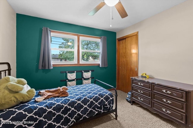 7419 Beahl Blvd, Louisville, KY 40258 - bedroom featuring light carpet, a ceiling fan, and a closet
