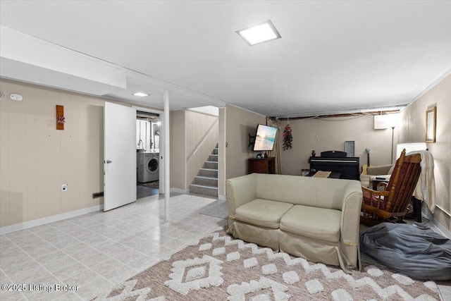 7419 Beahl Blvd, Louisville, KY 40258 - living area featuring stairway and washer / dryer