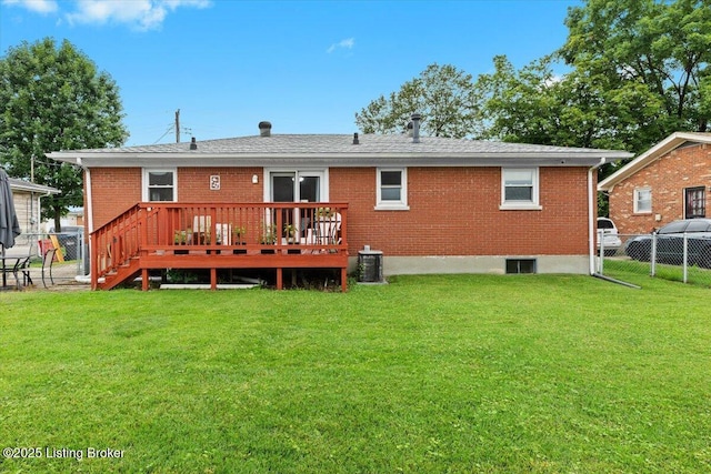 7419 Beahl Blvd, Louisville, KY 40258 - rear view of house featuring brick siding, a deck, and roof with shingles