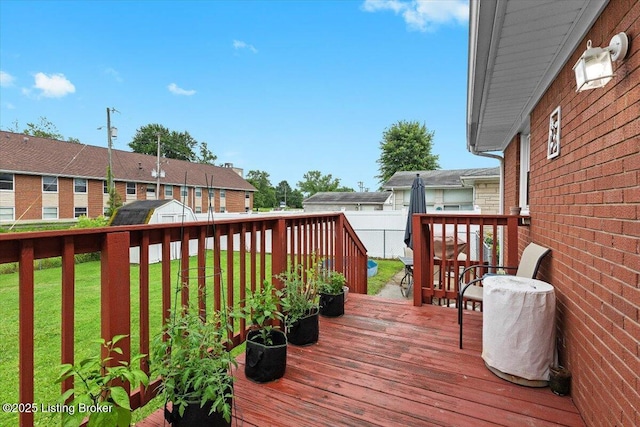 7419 Beahl Blvd, Louisville, KY 40258 - wooden deck featuring a lawn and a residential view
