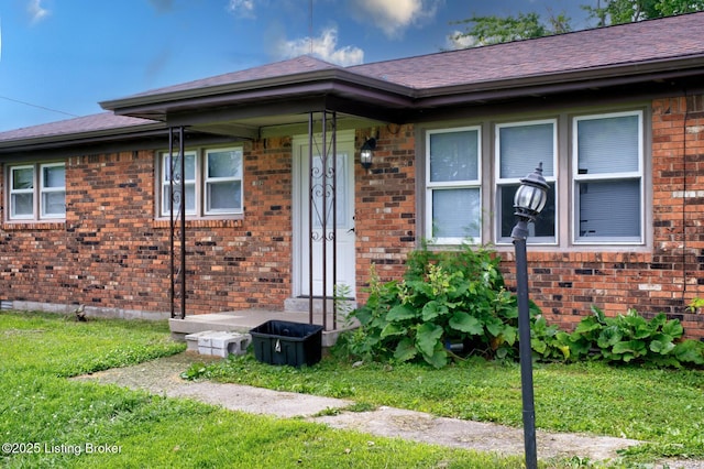 14499 S S Highway 259, Leitchfield, KY 42754 - entrance to property featuring brick siding, a shingled roof, and a yard