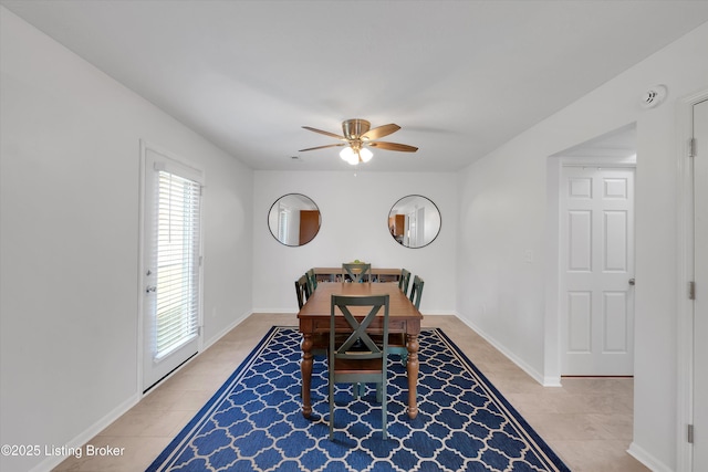 204 Greenleaf Dr, Elizabethtown, KY 42701 - dining space with a ceiling fan, light tile patterned floors, and baseboards