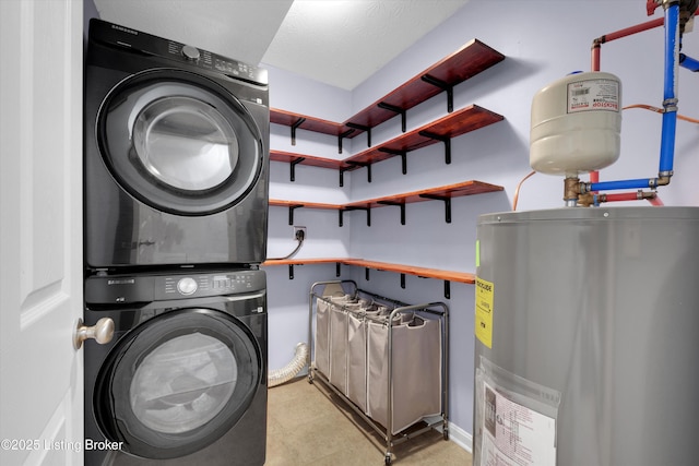 204 Greenleaf Dr, Elizabethtown, KY 42701 - washroom featuring water heater and stacked washer / drying machine