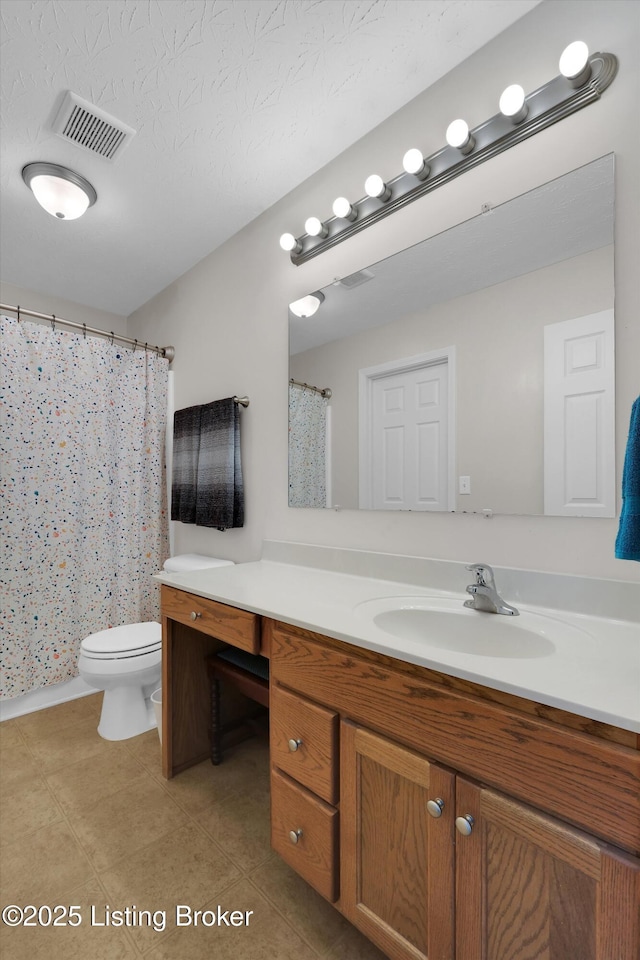 204 Greenleaf Dr, Elizabethtown, KY 42701 - bathroom with vanity, toilet, tile patterned flooring, and a shower with shower curtain