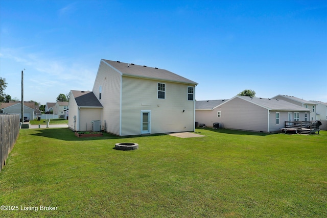 204 Greenleaf Dr, Elizabethtown, KY 42701 - rear view of property with an outdoor fire pit, cooling unit, a patio, and a residential view