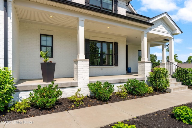 17716 Shakes Creek Dr, Fisherville, KY 40023 - entrance to property featuring covered porch and brick siding