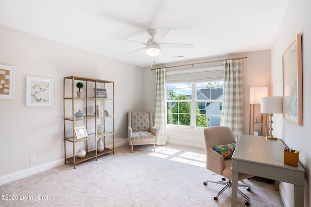 17716 Shakes Creek Dr, Fisherville, KY 40023 - carpeted office with a ceiling fan and baseboards