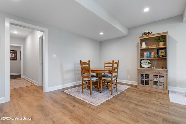 17716 Shakes Creek Dr, Fisherville, KY 40023 - dining room with light wood-type flooring, baseboards, and recessed lighting