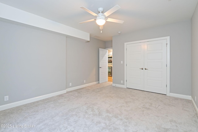 17716 Shakes Creek Dr, Fisherville, KY 40023 - unfurnished bedroom with carpet floors, baseboards, a closet, and a ceiling fan