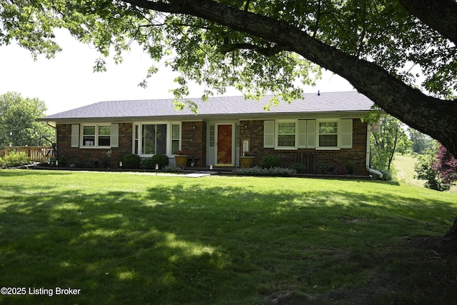 1025 Lake Rd, Campbellsburg, KY 40011 - ranch-style house featuring a front yard and brick siding