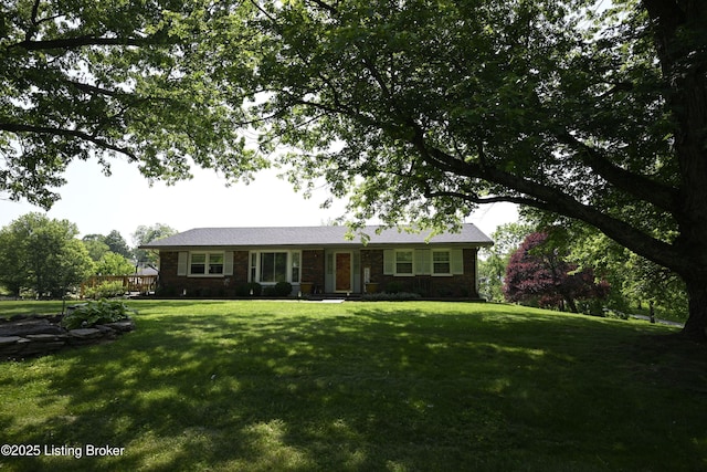 1025 Lake Rd, Campbellsburg, KY 40011 - single story home with a front lawn and stone siding