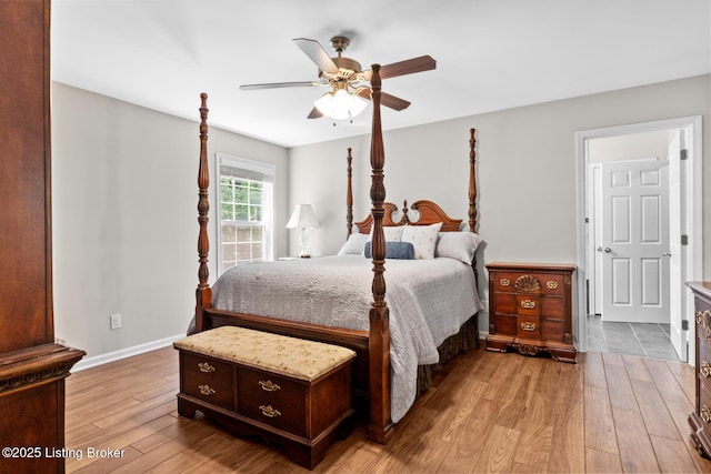 162 Penny Royal Ln, Brandenburg, KY 40108 - bedroom with light wood-type flooring, baseboards, and a ceiling fan