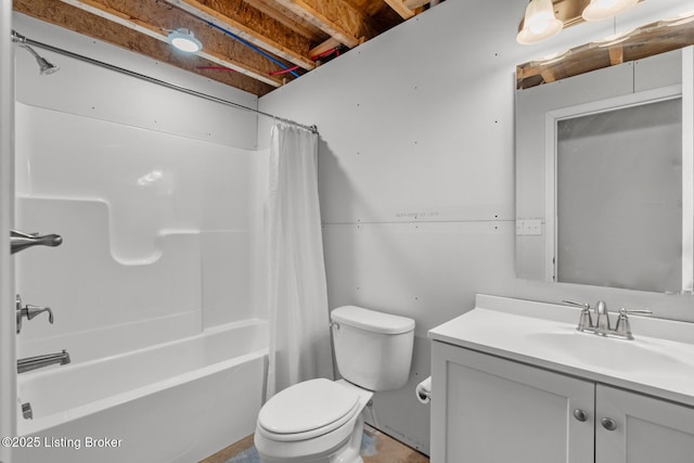162 Penny Royal Ln, Brandenburg, KY 40108 - bathroom with toilet, vanity, and shower / bathtub combination with curtain
