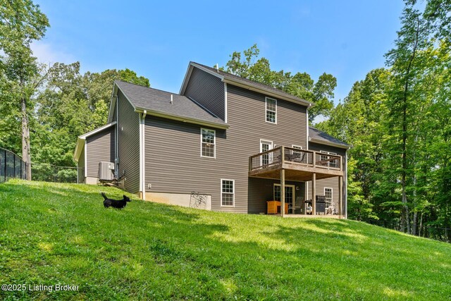 162 Penny Royal Ln, Brandenburg, KY 40108 - back of house featuring a wooden deck and cooling unit
