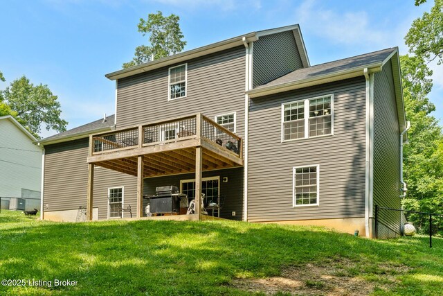 162 Penny Royal Ln, Brandenburg, KY 40108 - back of house with a wooden deck and central AC
