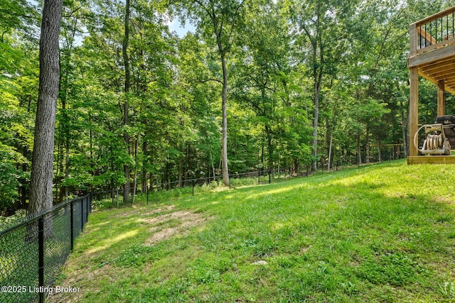 162 Penny Royal Ln, Brandenburg, KY 40108 - view of yard with a deck and a view of trees