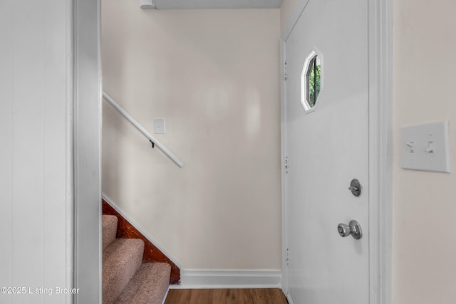 4725 Kiefer Rd, Louisville, KY 40216 - stairway with wood finished floors and baseboards