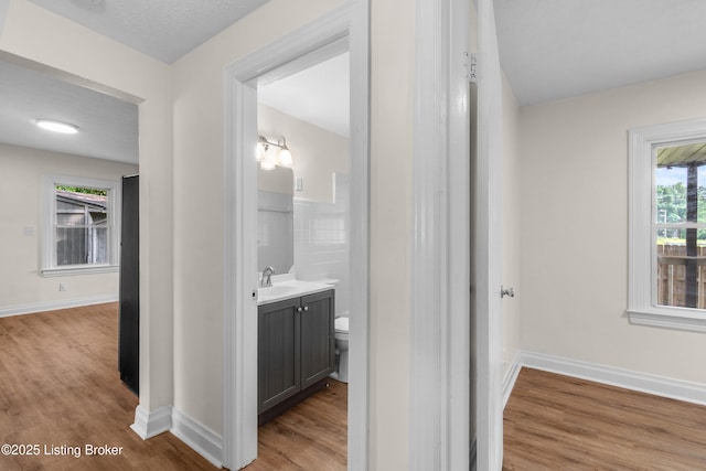 4725 Kiefer Rd, Louisville, KY 40216 - hall featuring wood finished floors, a sink, and baseboards